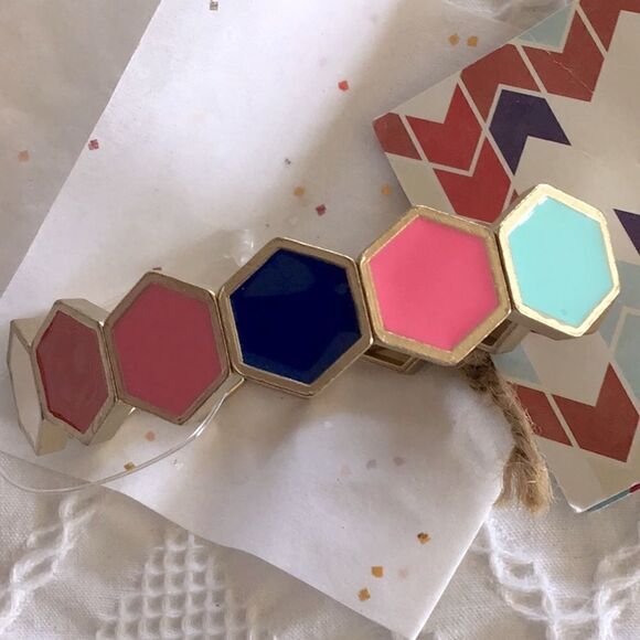 NEW Colorful Gold Geometric Bead Stretch Bracelet with Gift Tag - Picture 5 of 7